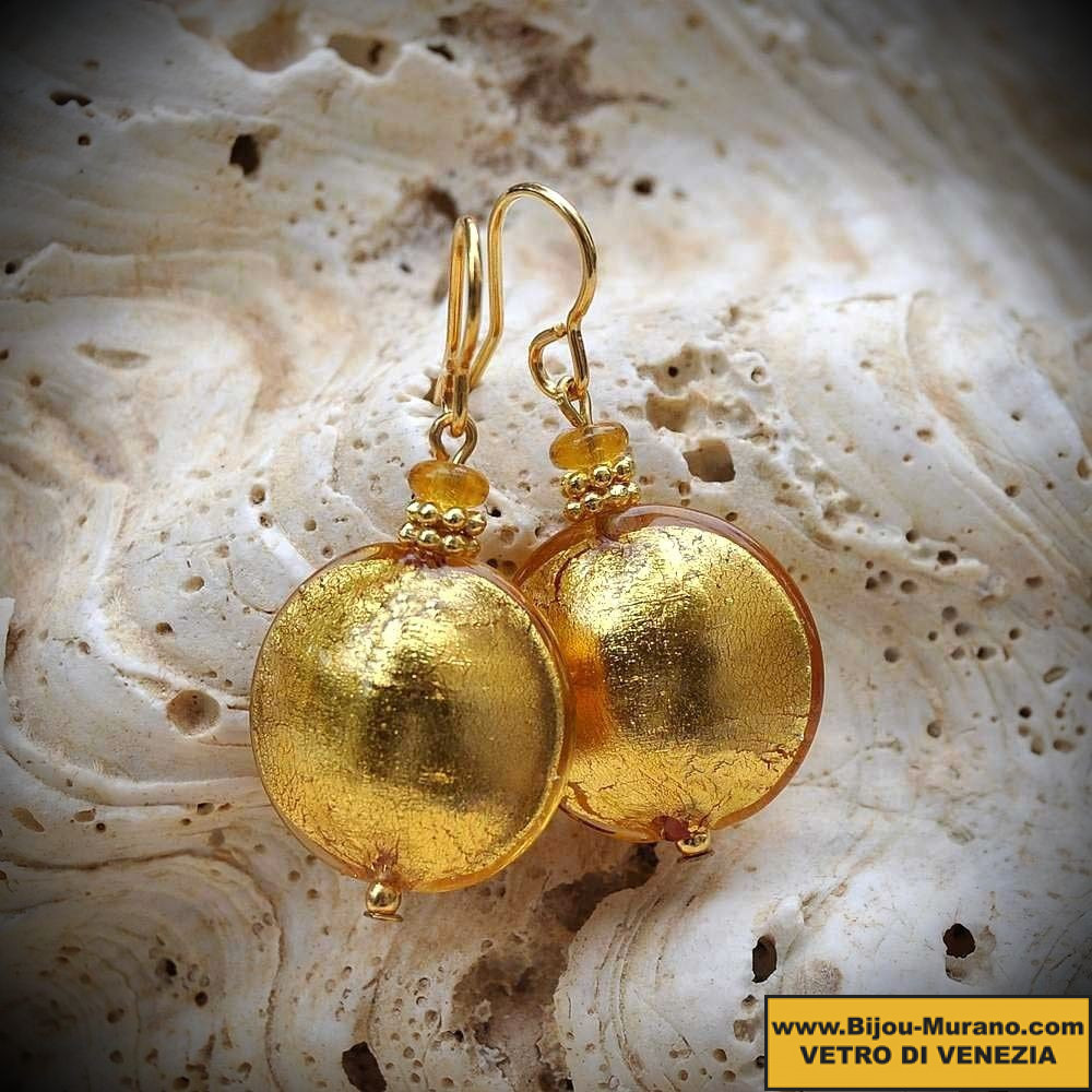 Earrings genuine murano glass ' gold of venice