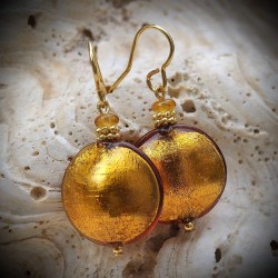 Boucles d'oreilles en veritable verre de murano ambre de venise