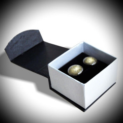 Craquele gold cufflinks in genuine murano glass from venice