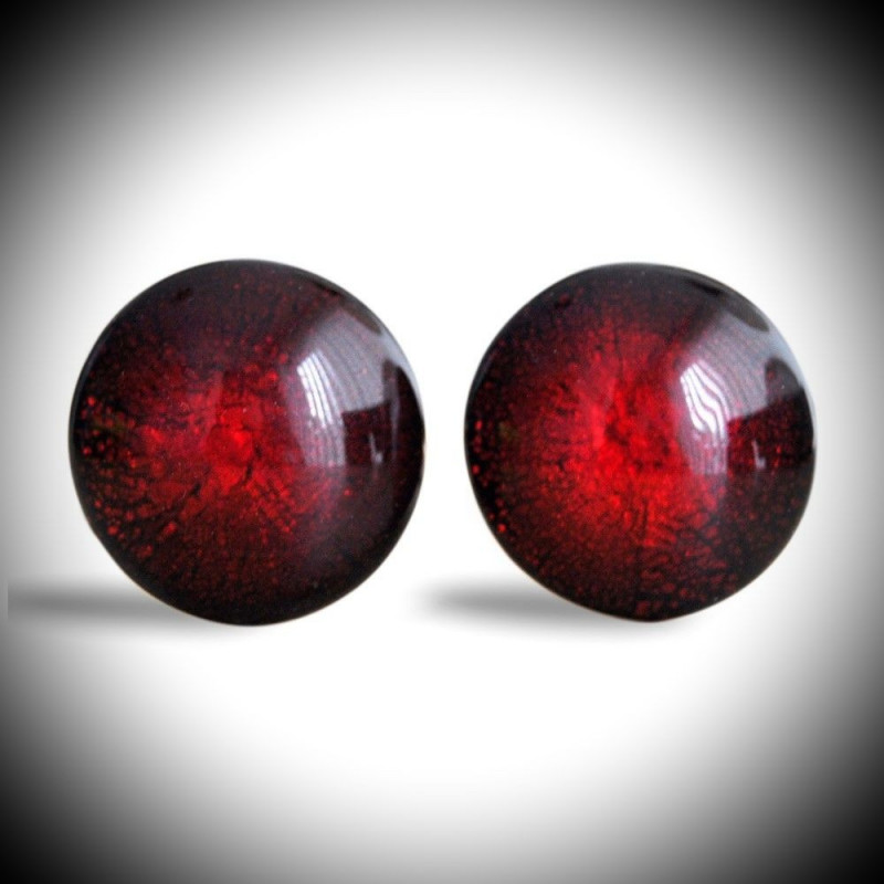 Craquele rouge boutons de manchette en veritable verre de murano de venise Craquele rouge boutons de manchette en veritable verre de murano de venise