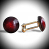 Craquele rouge boutons de manchette en veritable verre de murano de venise
