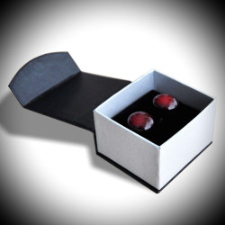 Craquele rouge boutons de manchette en veritable verre de murano de venise