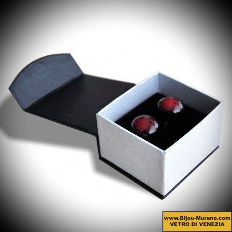 Craquele red cufflinks in genuine murano glass from venice