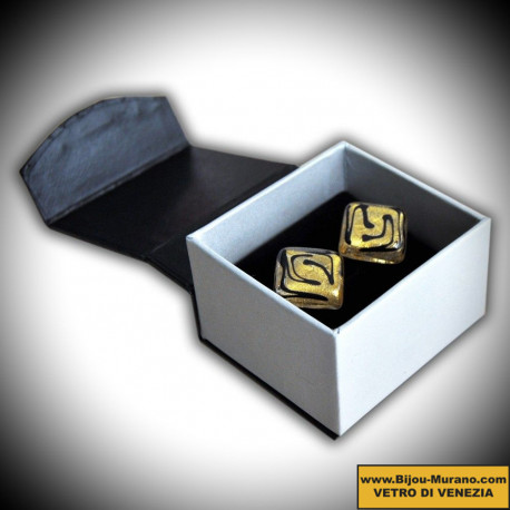 Zig-zag gold cufflinks in genuine murano glass from venice