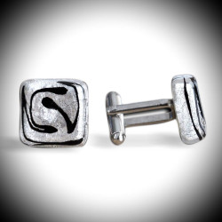 Cree silver cufflinks in genuine murano glass from venice