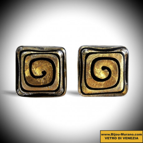 Spiral gold cufflinks in genuine murano glass from venice