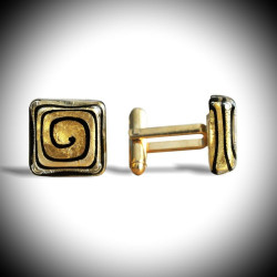 Spiral gold cufflinks in genuine murano glass from venice