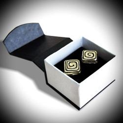 Spiral gold cufflinks in genuine murano glass from venice