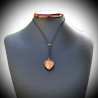 Pendant heart, red and gold murano glass