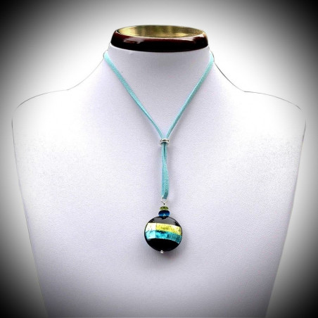 Orizzonte verde/blu turchese ciondolo in vetro di murano venezia