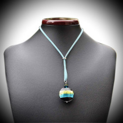 Orizzonte verde/blu turchese ciondolo in vetro di murano venezia