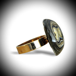 Ring colimacon black and gold murano glass