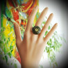 Ring colimacon black and gold murano glass