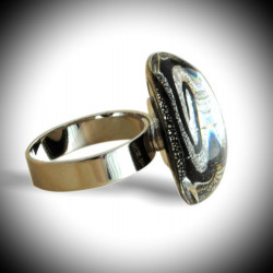 Ring colimacon black and silver murano glass