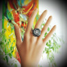 Ring colimacon black and silver murano glass