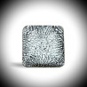 Ring square silver and black craquele murano glass