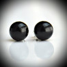 Earrings stud black genuine murano glass of venice