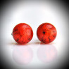 Earrings stud red orange genuine murano glass of venice