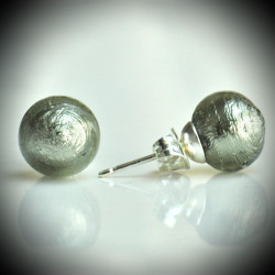 Earrings stud gray genuine murano glass of venice