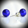 Earrings stud blue cobalt in the genuine murano glass of venice