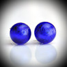 Earrings stud blue cobalt in the genuine murano glass of venice