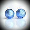 Earrings stud blue ocean in real glass of murano in venice