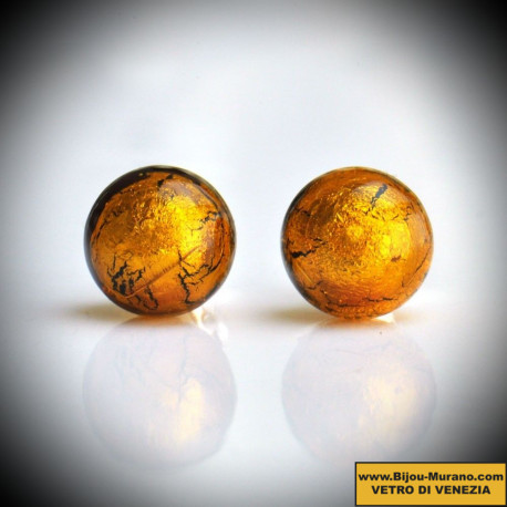 Earrings stud amber in genuine murano glass from venice