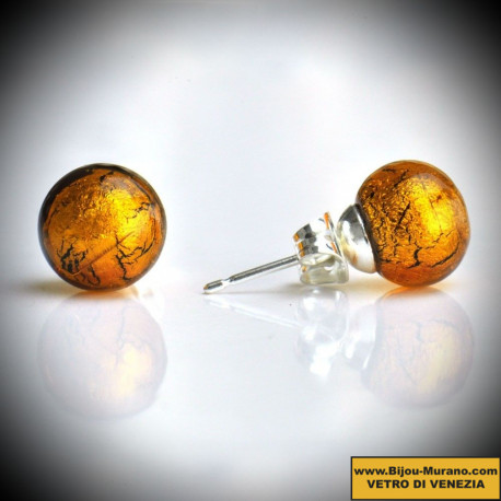 Earrings stud amber in genuine murano glass from venice