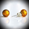 Earrings stud amber in genuine murano glass from venice