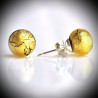 Boucles d'oreilles clou or cristal en veritable verre de murano de venise