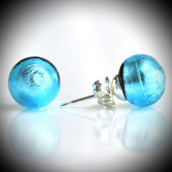 Earrings stud blue in genuine murano glass from venice