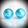 Earrings stud blue in genuine murano glass from venice