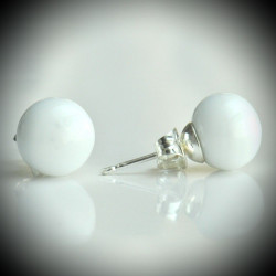 Earrings stud white genuine murano glass of venice