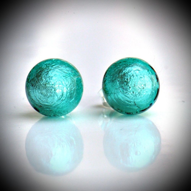 Earrings stud turquoise blue genuine murano glass of venice Earrings stud turquoise blue genuine murano glass of venice