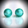 Earrings stud turquoise blue genuine murano glass of venice