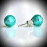 Turquoise Blue Stud Earrings in Genuine Murano Glass from Venice