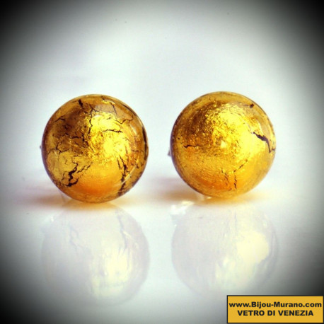 Earrings stud gold genuine murano glass of venice