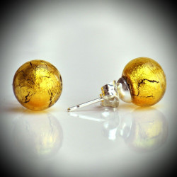 Earrings stud gold genuine murano glass of venice