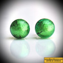 Earrings button-green nail genuine murano glass of venice