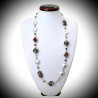 collana lunga argento in vetro di murano bariole marrone