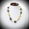 Ancient phoenician port gold necklace jewelry, murano glass bariole brown