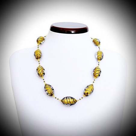 Fenicio olive noir et or collier en veritable verre de murano de venise