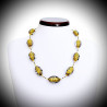 Fenicio olive noir et or collier en veritable verre de murano de venise