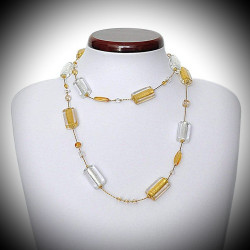 4 stagioni inverno collar lungo gioiello, originale in vetro di murano di venezia