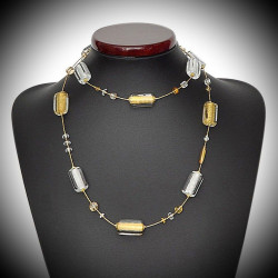 4 stagioni inverno collar lungo gioiello, originale in vetro di murano di venezia