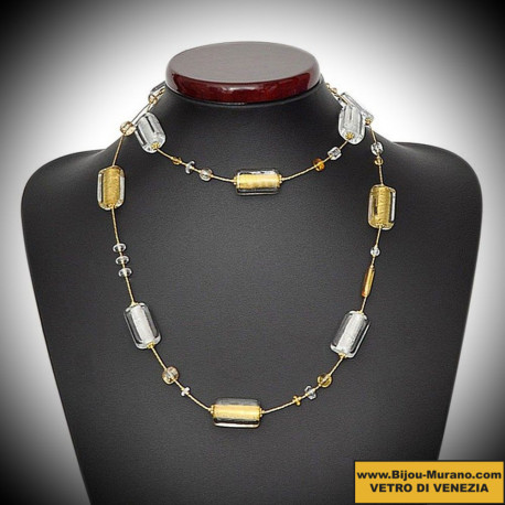 4 seasons winter collar long-jewel, genuine murano glass of venice