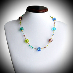 collana di perle blu in vero vetro di murano