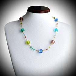 Fizzy blue necklace genuine murano glass