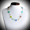 collier perle ronde bleu en veritable verre de murano