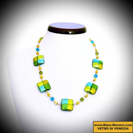 Quadrifoglio necklace green jewel, genuine murano glass of venice